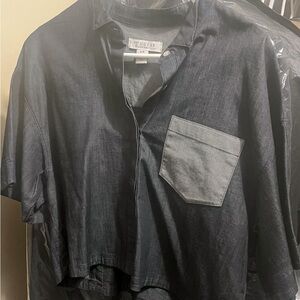 Dark Blue and Light Blue Denim Crop Top